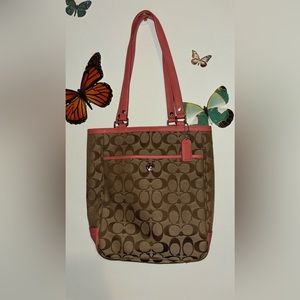 Coach Coral Signature Tote Bag
